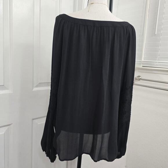 L'Agence 100% Silk Blouse Women’s Sz 6 Black Long Sleeve Sequin Elegance Luxury - Picture 5 of 11